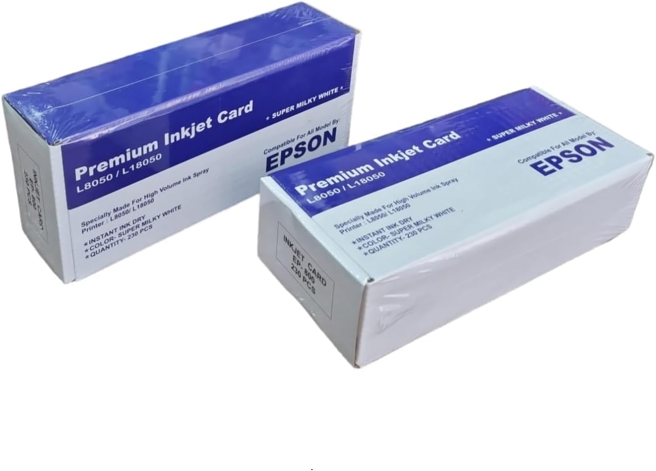 Super White PVC ID Cards for Inkjet Printers - Pack of 230 Cards for Epson L805, L18050, L850, L8050,WATER PROOF