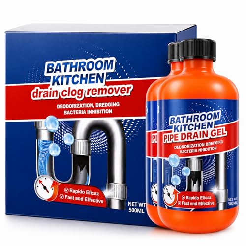Drain Clog Remover, Liquid Plumber Drain Cleaner, Sink Cleaner, Pipe Cleaners for Shower or Sink Drains, Professional Toilet Unclogs and Removes Hair, Blockage (2 pcs)