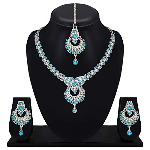 Image of Atasi International Delightful Rhodium Silver Plated Alloy Choker Necklace Set For Women