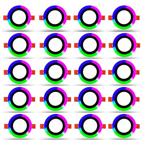 Image of D'Mak 9 Watt 6+3 Round Double Colour LED Conceal Panel Side 3D Effect Light (Pack of 20, White & PGB)
