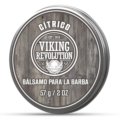 Viking Revolution - Balsamo Barba Hombre - Balsamo Barba Natural con Aceite de Argan y Manteca de Mango - Crema para Barba Hombre Acondicionadora Sin Alcarado para Hombres - Aroma Citrico - 57g