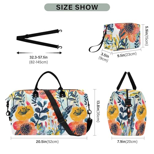 senya Weekender Bags Travel Duffel Gym Bag Fabric Print Illustrations Carry on Overnight Tote Bag with Toiletry Bag for Airplane Travel Trip Gym Yoga, g366812432p1006c1071s24423