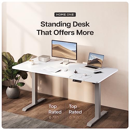 Image of Desktronic Height-Adjustable Desk 140 x 70 cm - Sturdy Desk Height Adjustable Electric - Standing Desk with Touchscreen and Integrated Charging Plugs