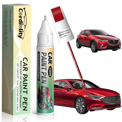 Image of 46V Soul Red Crystal Metallic Tricoat Touch Up Paint for Mazda, Color Accurate Car Paint Scratch Repair Pen, Quick & Easy Fix Automotive Chips and Nicks