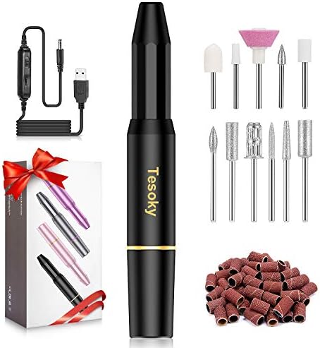 Upgraded Electric Nail Drill Bits Set, Professional Electric Nail File Machine for Acrylic Nails Gel Nails Kit, Portable Efile Nail Drill Manicure Pedicure Tools Best Gifts for Women Girls (Black)