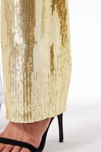 Women's Sequin Pants Shiny Sparkly Party Club Night Out Metallic Casual Wide Leg Pants Trousers3