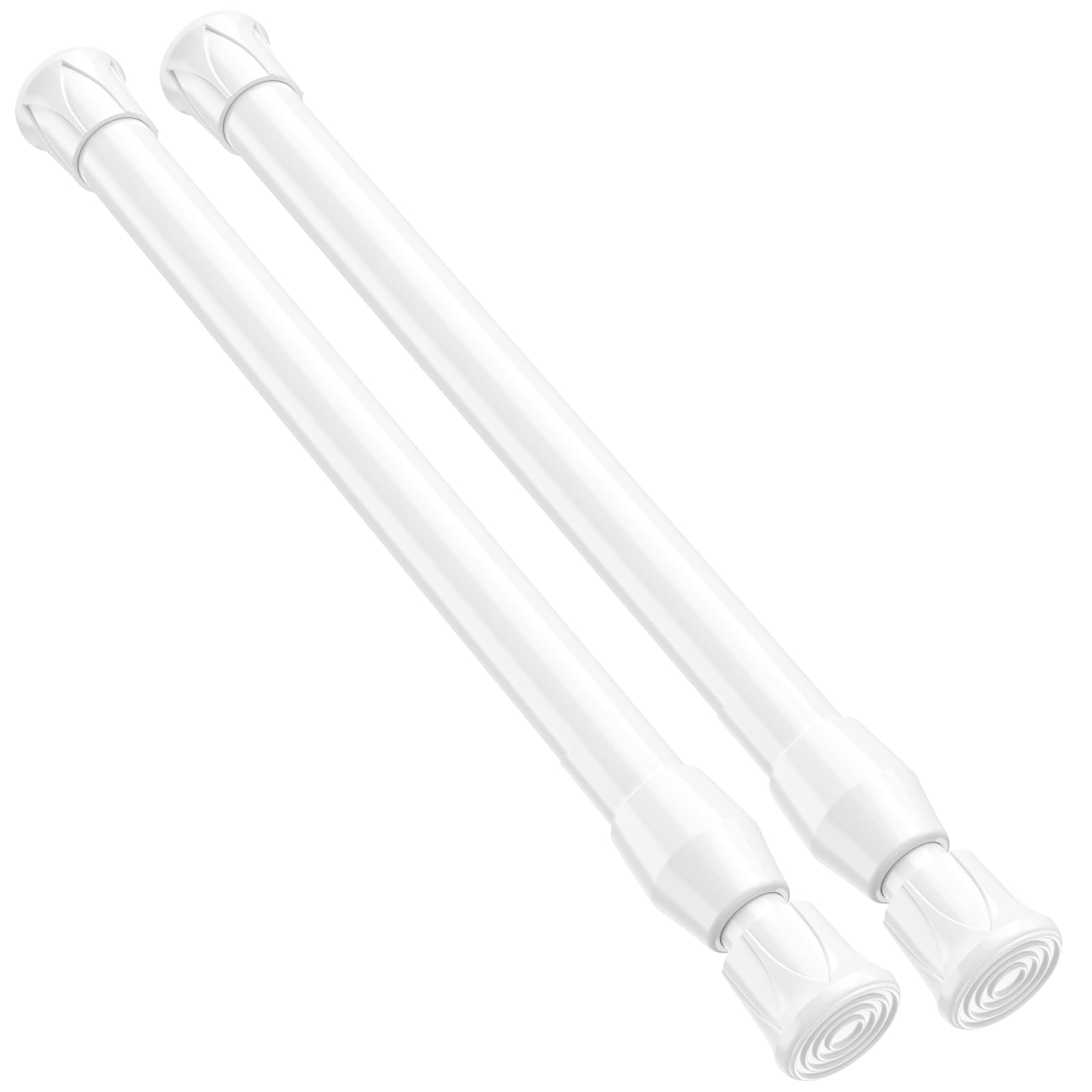 2 Pack Small Tension Rod 12 to 19 Inch Adjustable Tension Curtain Rod Mini Closet Spring Rod No Drilling Short Tension Rods for Windows, Cupboard, Kitchen Cabinets, White