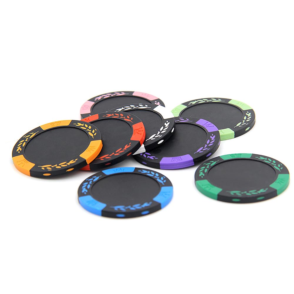 100 Premium Clay Poker Chips, personalisieren Sie Ihr Bild und Text, 11,5 g Casino Chips für Texas Hold'em, Blackjack Glücksspiel (weiß)