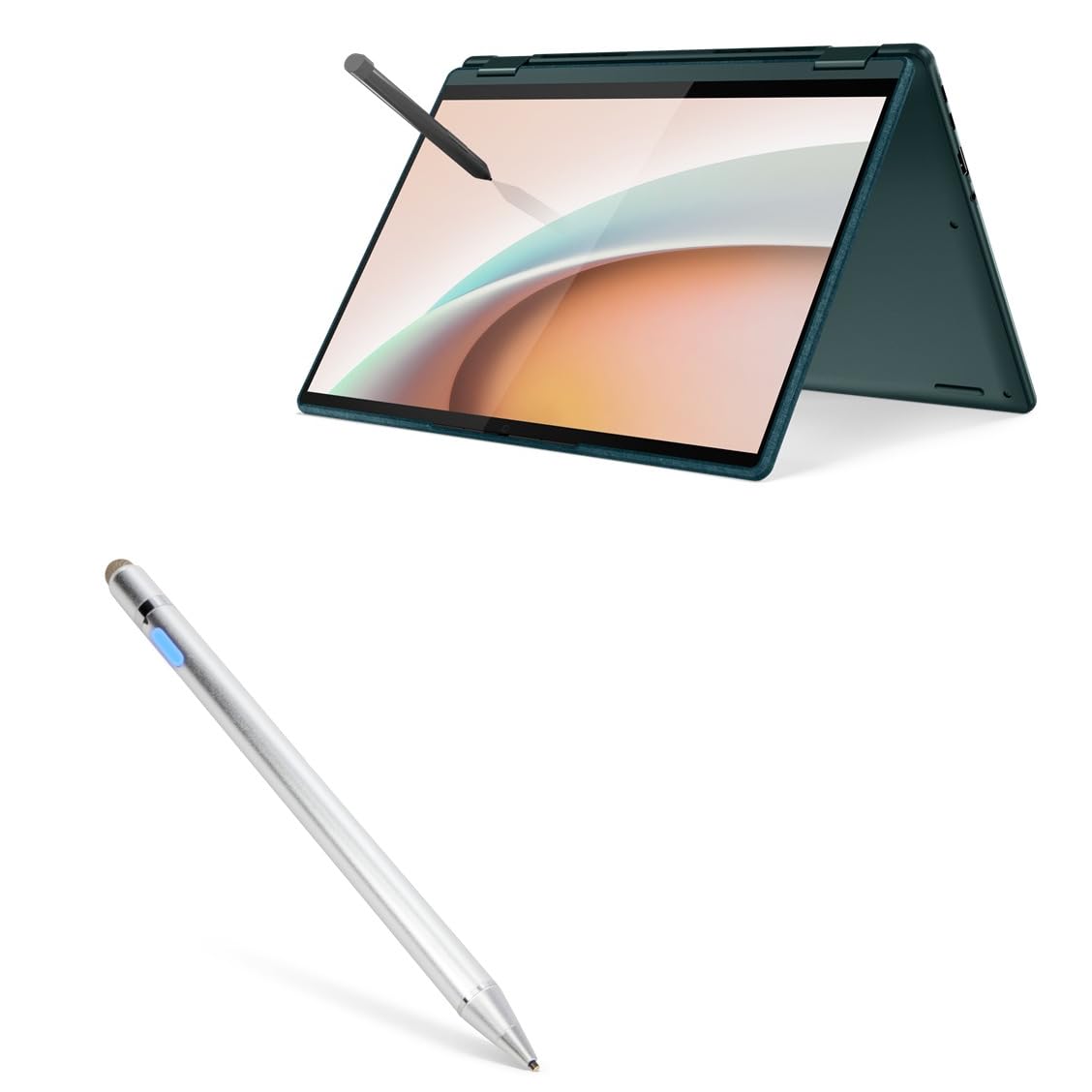 BoxWave Stylus Pen Compatible with Lenovo Yoga 6 (82UD) - AccuPoint Active Stylus, Electronic Stylus with Ultra Fine Tip for Lenovo Yoga 6 (82UD) - Metallic Silver