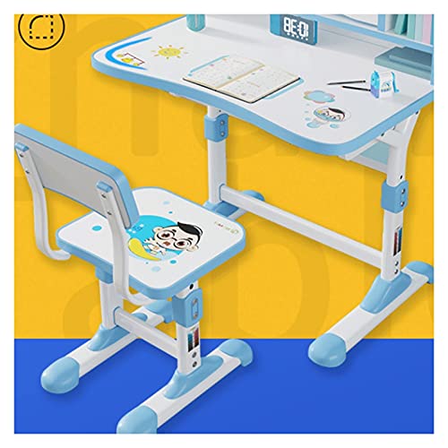 Bureau met plank Tiltable Children's Study Desk Primary School Desk Children's Bureau en stoel Set Thuis Bureau en Stoel Combinatie Studiebalie witte computer bureau (Color : Blue) - Afbeelding 5