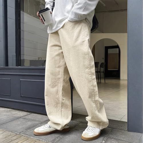 FQZWONG Men's Casual Pants Drawstring Elastic Waist Baggy Sweatpants Y2K Lightweight Loose Wide Leg Long Pants with Pocket2
