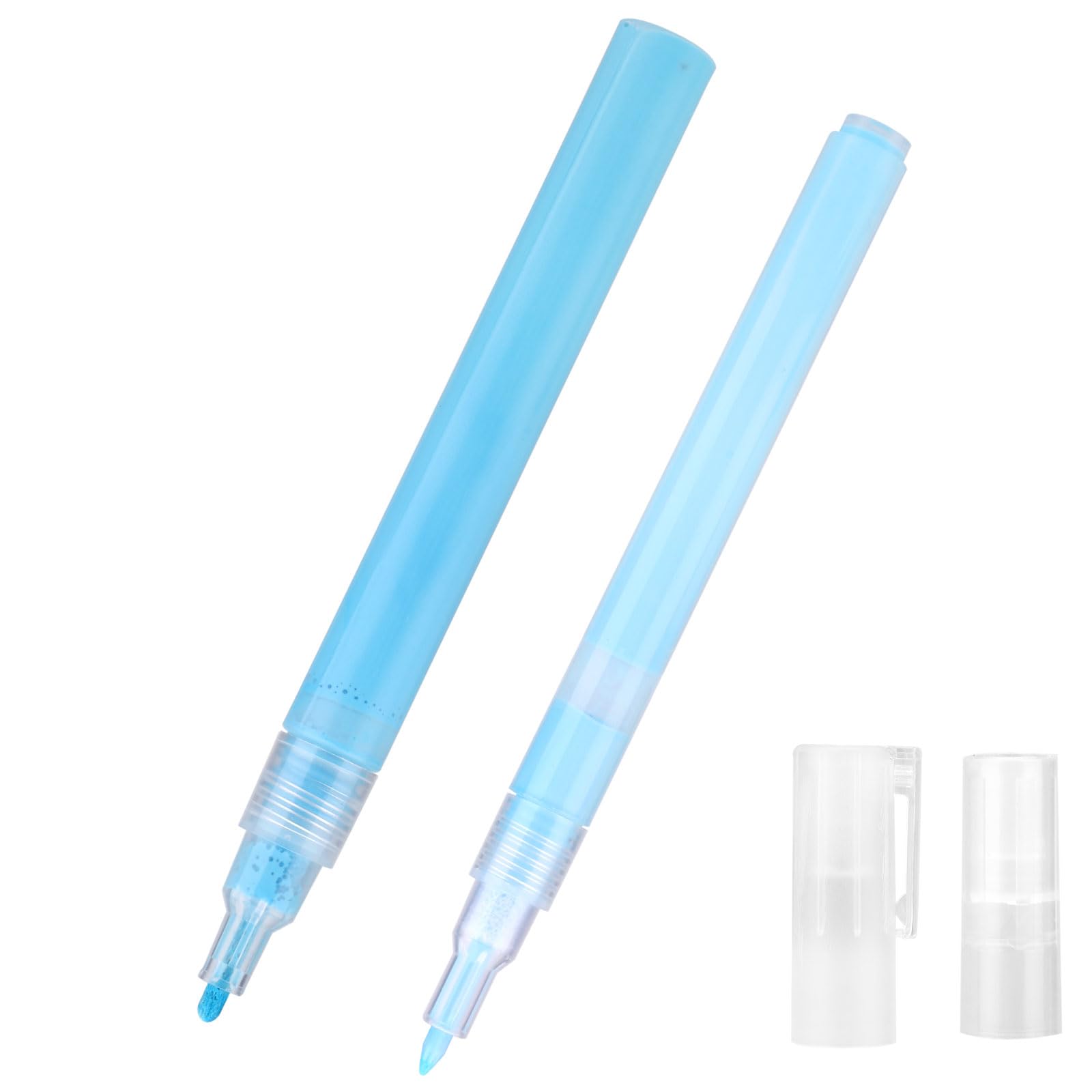 2pcs Masking Fluid Pens for Watercolor Painting, 3mm 10ml & 0.7mm 3ml Applicator Tips Blue Masking Liquid Marker for Art Projects Watercolour Ink Drawing Paint Gum Fine Crafts Supplies Accessories