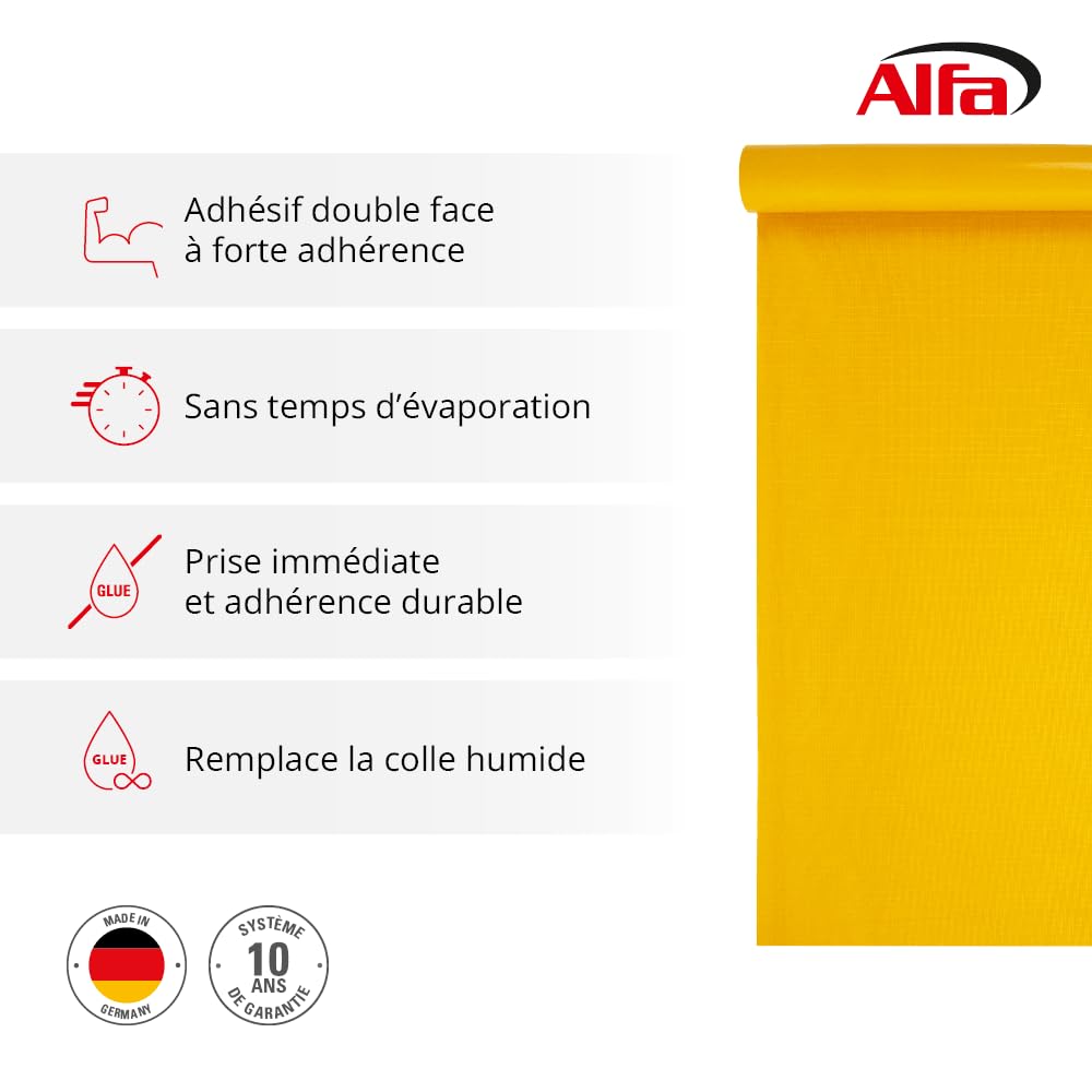 Alfa Colle sèche en rouleau – Sol textile – 500 mm x 25 m – 1 pièce | Colle sèche ultra fixante pour moquettes et textiles. Pose rapide sans séchage, compatible sols chauffants et rénovation.