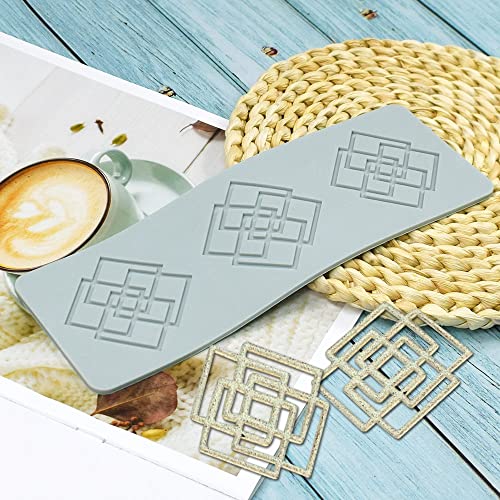 TUKE Silicone Mold 3D Multi Pattern Geometric Fondant Lace Pad Cake Mold, Mo Gray (C 8.92x3.08x0.12inch)