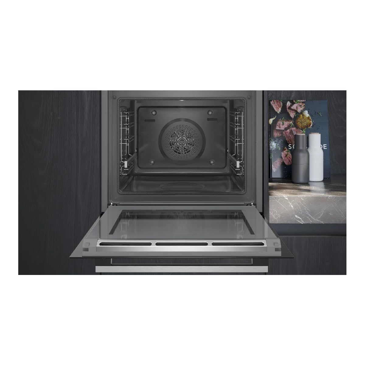 Horno Multifunción con vapor valueSteam SIEMENS HR574AER0 Limpieza Pirólisis $amp; humidClean 71L Cristal negro/inox