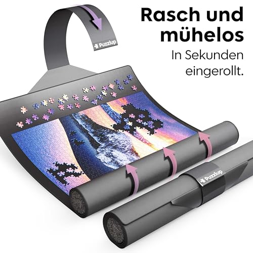 Puzzlup Puzzlematte bis 1500 Teile - 66 x 120 cm - Premium Puzzle Rolle für 500, 1000 und 1500 Teile - In Sekunden zusammenrollen - Puzzle Matte Rolle mit Öko-Verpackung