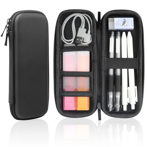 TOPBELIEF Estuche Rígido Negro para Lápices, Pencil Case, Estuche Pequeño, Estuche Lápices para Adultos, Resistente al Agua Plumier Escolar para Trabajo de Oficina, Estudio, Viajes