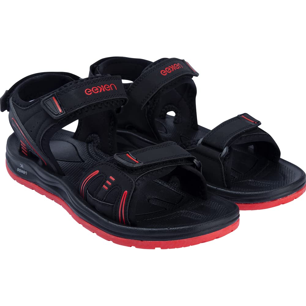 PARAGON Eeken ESDG1006 Men Stylish Sandals | Comfortable Sandals for Daily Outdoor Use | Casual Formal Sandals with Cushioned Soles Black-Red (B0BTYHFCX6) Amazon Price History, Amazon Price Tracker