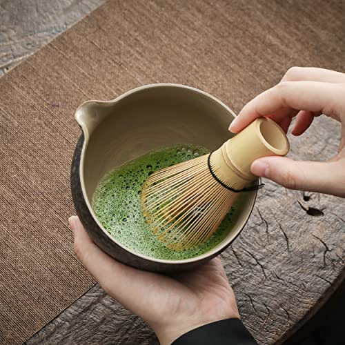 TEANAGOO-Japanisches-Tee-Set-7-Stueck-Matcha-Schneebesen-Set-Matcha-Schuessel-mit-Ausgiesser-Bambus-Matcha-Schneebesen-Chasen-Schaufel-Chashaku-Matcha-Schneebesenhalter-Teezubereitungsset-N17