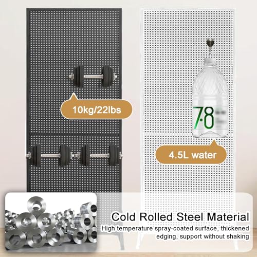Genérico Panel Perforado para Herramientas, Estante de Pared para Garaje, Almacenamiento de Brocas, Juego de Llaves, Soportes, Paneles Perforados, Panel Perforado de Metal de pie con 20 Ganchos, sopo