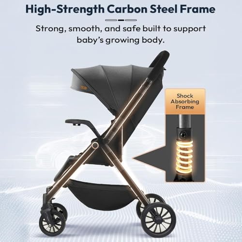 Image of StarAndDaisy Stroller for Baby Boy Girl 0 to 5 Years /Foldable Baby Stroller Light Weight with Multi-Level Seat Recline, 5 Point Safety Belt, & Canopy Pram for Kid (Black)