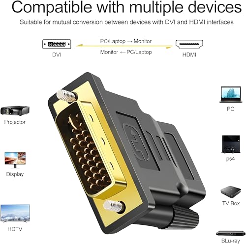 Image of DVI to HDMI Adapter Bi-Directional DVI Male to HDMI Female Converter HDTV (24+1) Support 1080P, 3D for PS3,PS4,TV Box,Blu-ray,Projector,etc.