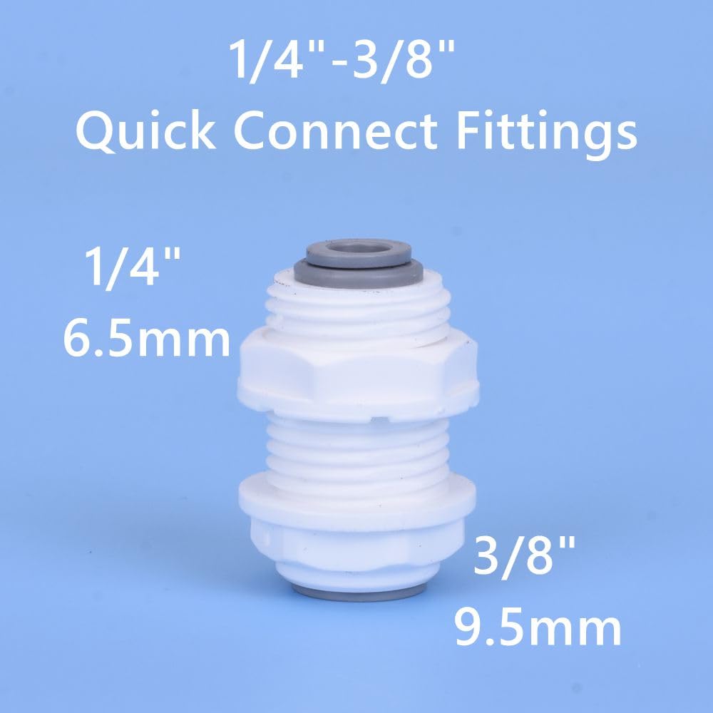Accesorio rápido de agua for ósmosis inversa, manguera de 1/4", conector de acoplamiento con rosca macho-hembra de 3/8", filtro y piezas de ósmosis inversa(JSQMK019,50 pcs)