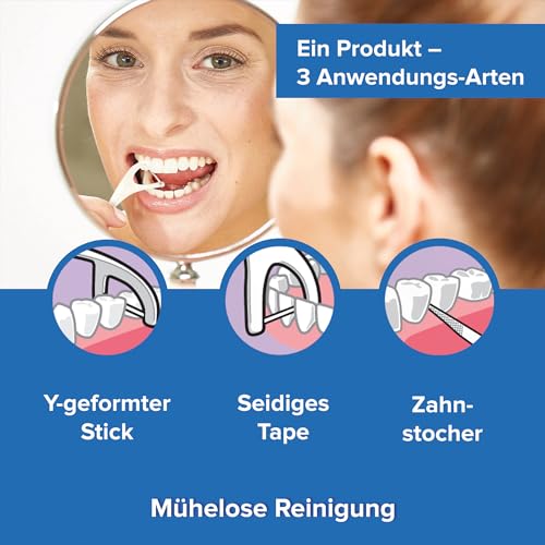 1 x 30 Stk. Dentek Comfort Clean Zahnseide Sticks, speziell für Backenzähne - Zahnreinigung der hinteren Zahnzwischenräume - Minzgeschmack - Fluorid - Zahnstocher , 30 Stück (1er Pack) – Bild 4