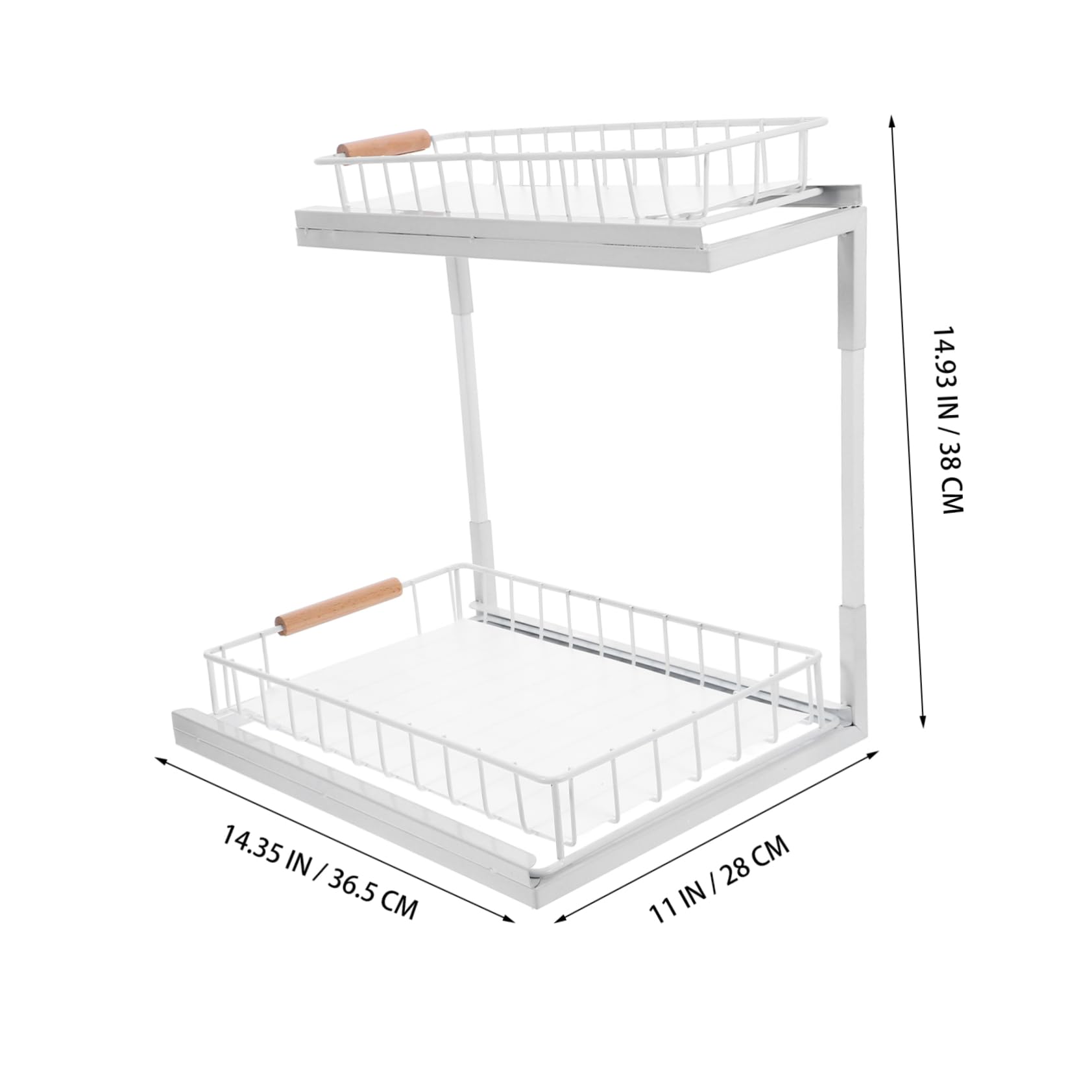 Küchenschrank Organizer Ausziehbar, Zweistufig, Weiß aus Kohlenstoffstahl
