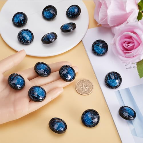 GORGECRAFT 20Pcs 25mm Resin Shank Button 1-Hole Beveled Cut Glass Shiny Blue Sewing Shank Buttons for Diy Sewing Crafts Sweater Uniform Blouse Jacket Clothing Hat Embellishments Jewelry Making - Image 3