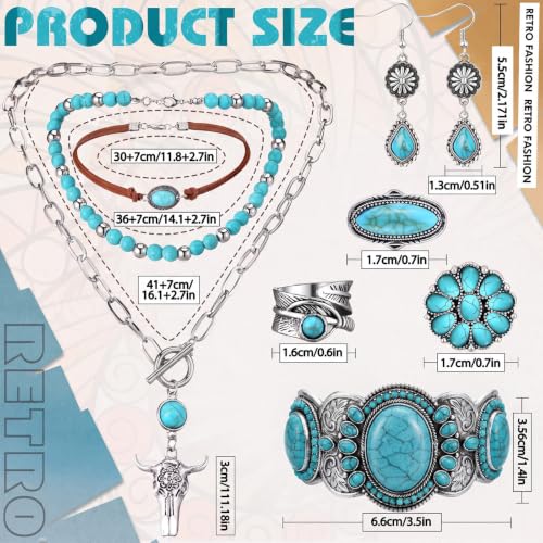 Image of Ecally Western Turquoise Jewelry Set for Women