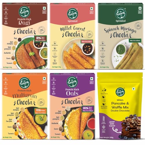 The Naturik Co Healthy Breakfast Combo 5 Chilla and 1 Pan Cake, V...