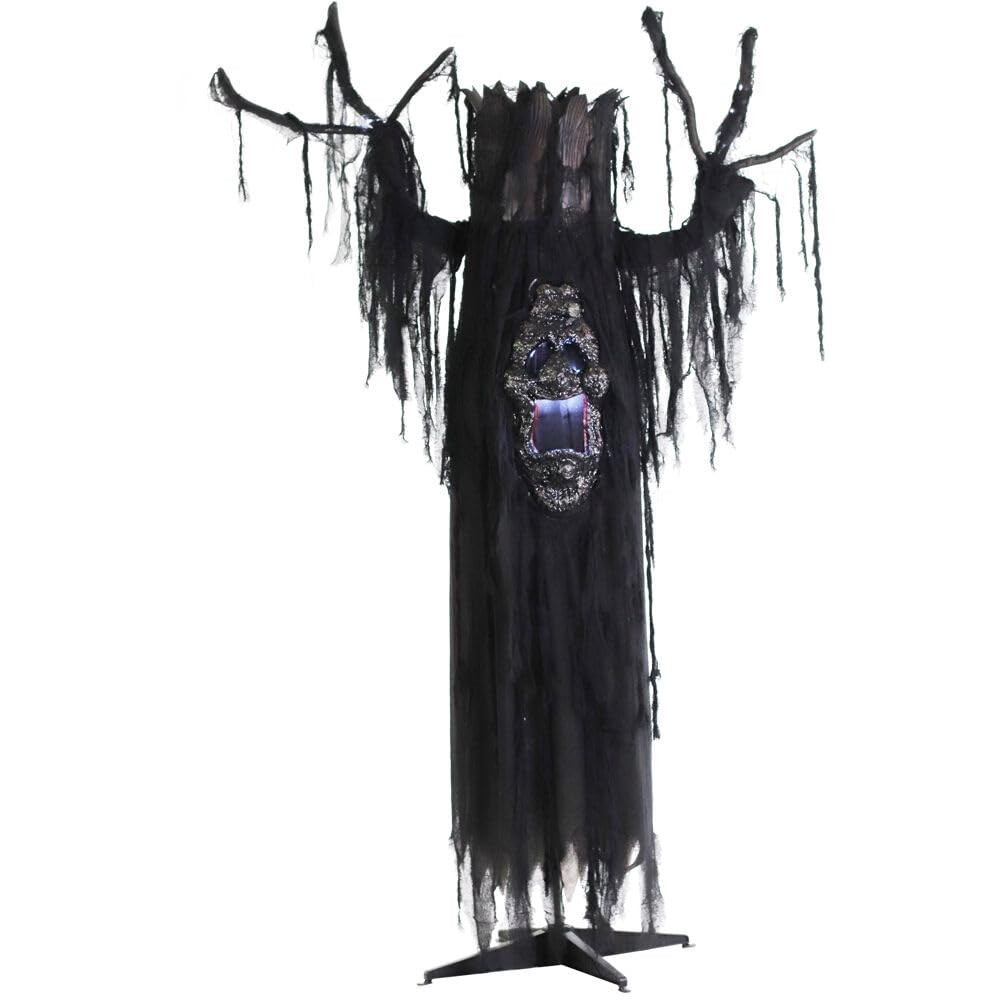 Haunted Hill Farm's Light-Up Creepy Ghost Tree Halloween Animatronic with White Strobe Effects and Electrical Sounds for Scary Halloween Decorations, Spooky Fright Props for Home or Haunted House
