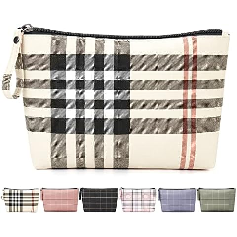 MAANGE Cosmetic Bag Small Makeup Bag for Purse with Handle Versatile Makeup Pouch PU Leather Make up Bags for Women(Khaki) Cover