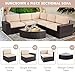 SUNCROWN 6-Piece Outdoor Sectional Patio Sofa Furniture Set, All-Weather Brown Wicker Conversation Set with Washable Cushions and Wedge Coffee Table, Beige