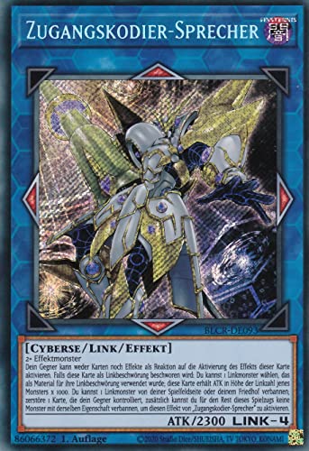 TCG - Yu-Gi-Oh! Card - Kartenspiel - Collectible Card - 1 Stück - Anime & Manga - Secret Rare - Deutsch - 1. Auflage - Near Mint - BLCR-DE093 - Zugangskodier-Sprecher - im Set mit Ultrapro Toploader
