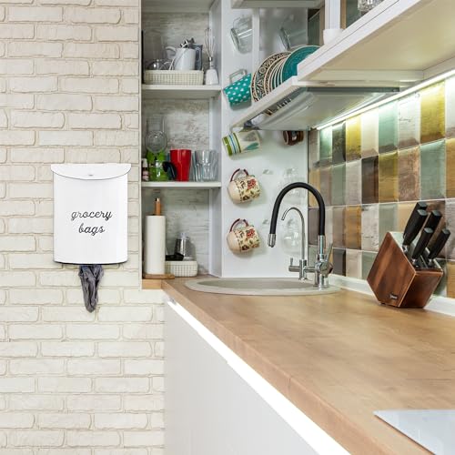 AuldHome-Rustic-Grocery-Bag-Holder-Wall-Mounted-Vintage-Enamelware-Farmhouse-Style-Plastic-Bag-Dispenser-for-Kitchen-or-Laundry-Room AuldHome Rustic Grocery Bag Holder Wall Mounted Vintage Enamelware Farmhouse Style Plastic Bag Dispenser for Kitchen or Laundry Room