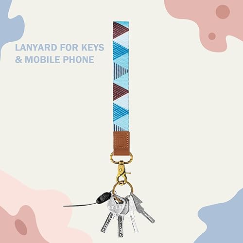 Miniatura 7 de Paquete de 2 correas de muñeca para llaves, credencial de identificación y soporte para billetera con 2 llaveros para hombres y mujeres, Triangle