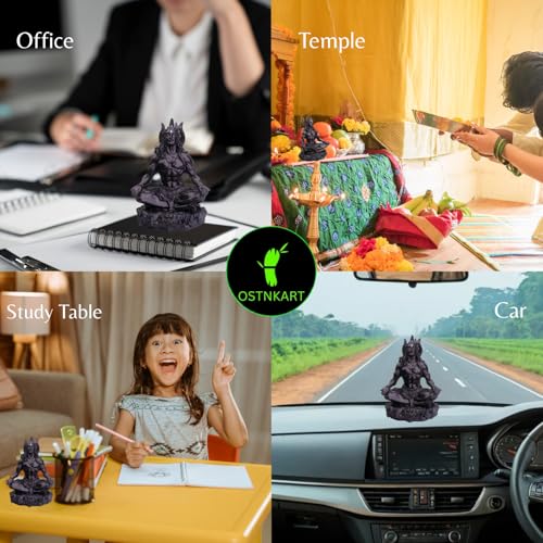 Image of Mahayogi Shiva Statue for Car Dashboard - 3.5 Inch Black Shiv Ji Idol | Resin Showpiece for Home, Office, Pooja Room | Housewarming, Birthday