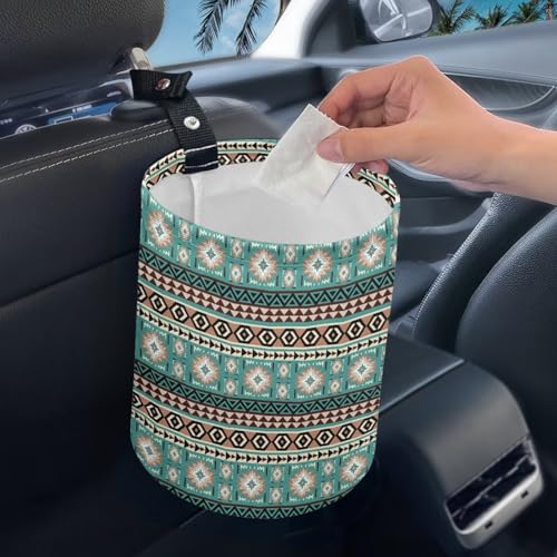 Image of Tribal Aztec Car Trash Can Collapsible Portable Car Garbage Bin for Car Front Seat, Back Seat, Floor, Headrest Rubbish Bin