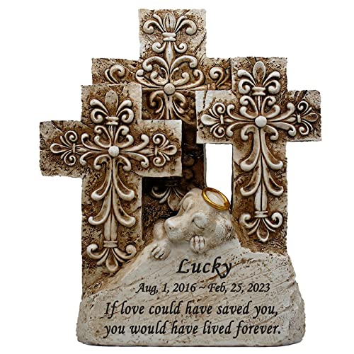 mildahjoy Personalized Dog Memorial Stone Dog Statue Grave Marker Dog Cross Memorial Gifts Dog Headstone Tombstone Pet Loss Sympathy Gifts for Dog