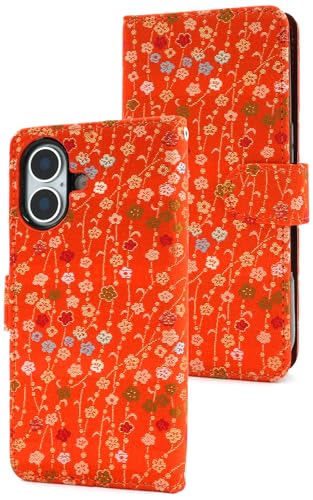 iPhone17対応 手帳型ケース 着物柄 和柄 和風 おしゃれ 可愛い ソフトケース TPU 京都西陣 金襴生地 花 カードポケット ストラップホール 【 E 】