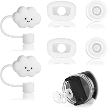 6pcs Silicone Anti-Leaking Stoppers Compatible with Stanley, White Cloud Shaped Straw Covers Reusable Dust-Proof Straw Tips Cover for Stanley 40oz 30 oz Tumbler