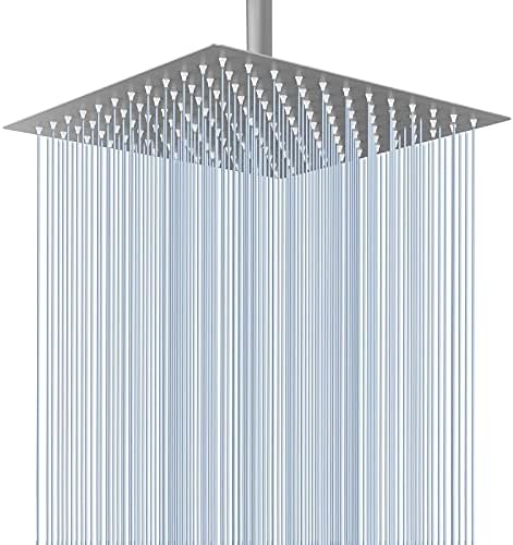 Rain Shower Head - Voolan High Flow Large Rainfall Shower Head Made of 304 Stainless Steel - Perfect Replacement For Your Bathroom Showerhead (12" Brushed Nickel)