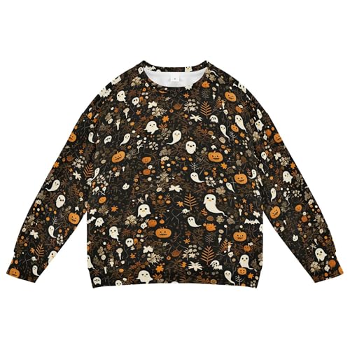 JUNZAN Halloween Ghosts Pumpkins Autumn Kids Boys Hooded Sweatshirt Fleece Sweatshirts for Boys Camping 4T