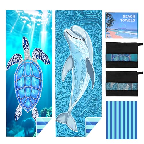 2 Pack Microfiber Quick Dry Beach Towels, 71"x39" Oversized Thin ...