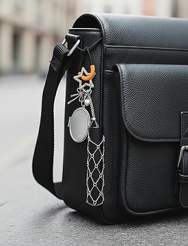Image of Lipstick Holder Keychain,with Mirror Set with Heart Shape Clasp and Metal Mesh Pouch for Bag Charm Decoration, Portable Cosmetic Case for Women and Girls