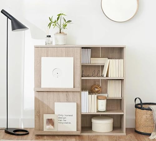 オープンラック コミック収納 扉付き 木製 幅90 目隠し コミック ロータイプ シェルフ おしゃれ 薄型 スリム 大容量 省スペース 一人暮らし リビング 漫画 本棚 レギュラー オーク