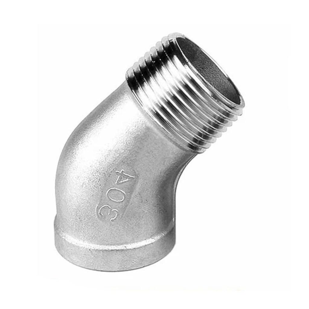 Rvblrdse Women's One Color Stainless Steel Cast Pipe Fitting, 1/4" 3/8" 1/2" 3/4" 1" 1-1/4" 1-1/2" 2" To Male 45 Degree Elbow Connector Coupler 304 Stainless Pipe Fitting, 1Pcs(1.25 Inch)