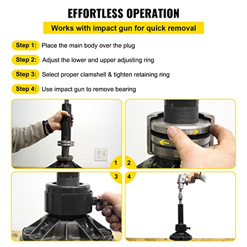 Image of VEVOR Carrier & Pinion Bearing Puller, Compatible with Dana 30, 40, 60, 70, Ford 9 inch Bearings, Pinion Puller Tool with 2 Clamshells, 45# Steel Clamshell Carrier Bearing Puller for Auto Repair